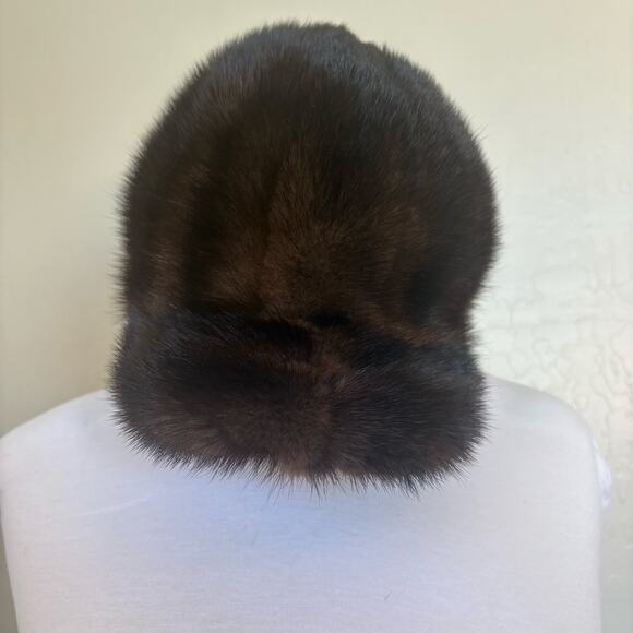Vintage Genuine Mink Fur Hat Dark Brown Mahogany Cloche Pill Box Unbranded OS main image 7